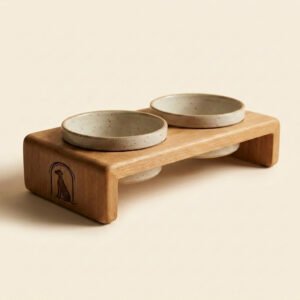 oak elevated double feeder — Propteries Pet Co.